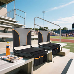 Folding Stadium Seat Chair for Bleachers with Back & Arm Rest, 2 Pieces