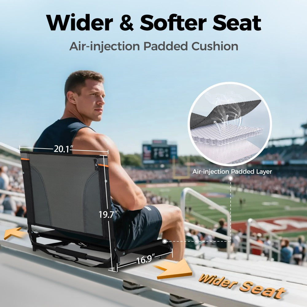 Folding Stadium Seat Chair for Bleachers with Back & Arm Rest, 2 Pieces