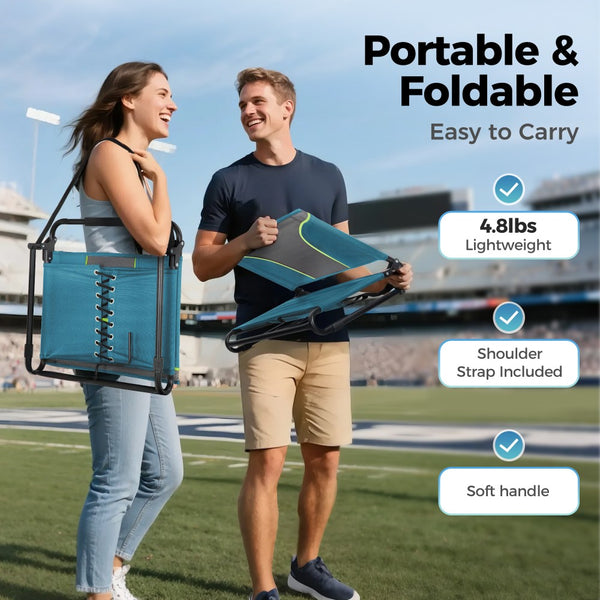 Folding Stadium Seat Chair for Bleachers with Back & Arm Rest, 2 Pieces