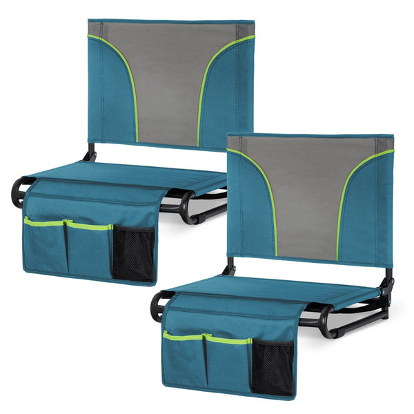Folding Stadium Seat Chair for Bleachers with Back & Arm Rest, 2 Pieces