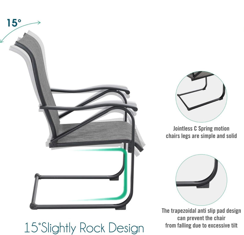 PHI VILLA 2-Piece C-Spring Textilene Patio Dining Chairs