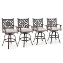 Antique Cast Aluminum Patio Pub Height Rust-free Swivel Bar Stools Set PHI VILLA