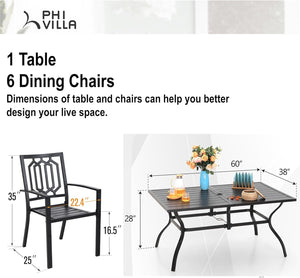 7-Piece Stackable Patio Dining Set for Balcony, Deck PHI VILLA