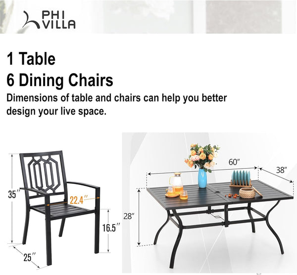 7-Piece Stackable Patio Dining Set for Balcony, Deck PHI VILLA