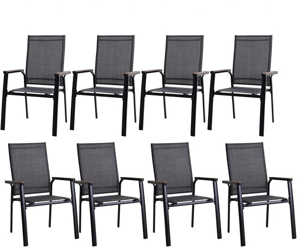 PHI VILLA Outdoor Aluminum Stackable Textilene  Sling Chairs