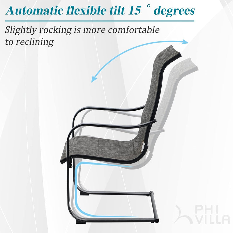 PHI VILLA 2-Piece C-Spring Textilene Patio Dining Chairs
