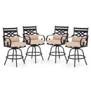PHI VILLA Outdoor Steel Swivel Cushioned Bar Stools With Pillows