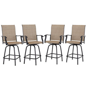 Outdoor Textilene All-Weather Swivel Bar Stools With Arms PHI VILLA