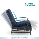 PHI VILLA Patio Lounge Chair Adjustable Metal Relaxing Recliner