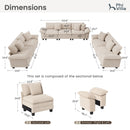 Living Room Sofa Corduroy Cloud-like Couch Modular Sectional Large Set