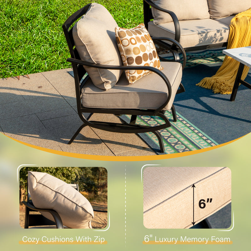 Phi Villa 15-Person Outdoor Patio Furniture Combination Set with Sofa Set, Textilene Dining Set, and Umbrella
