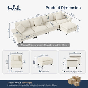 Briar Cloud-like Living Room Sofa Couch Modular Sectional Large Set Dual Fabric