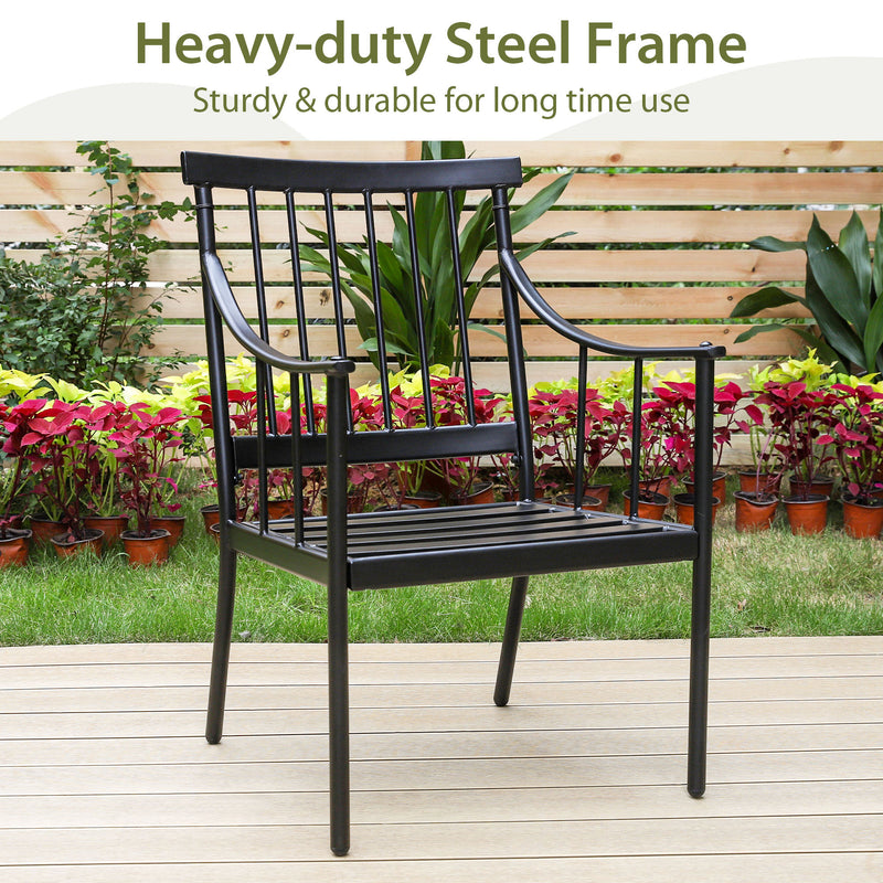 PHI VILLA Steel Fixed Patio Outdoor Dining Chairs Set