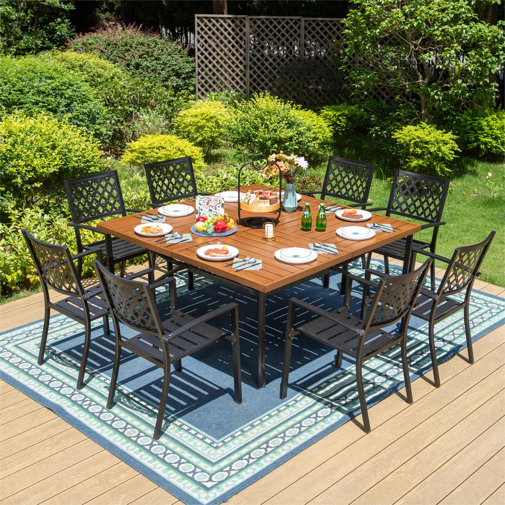 8-Seat Patio Dining Set with Wood-like Table for Family Reunion PHI VI