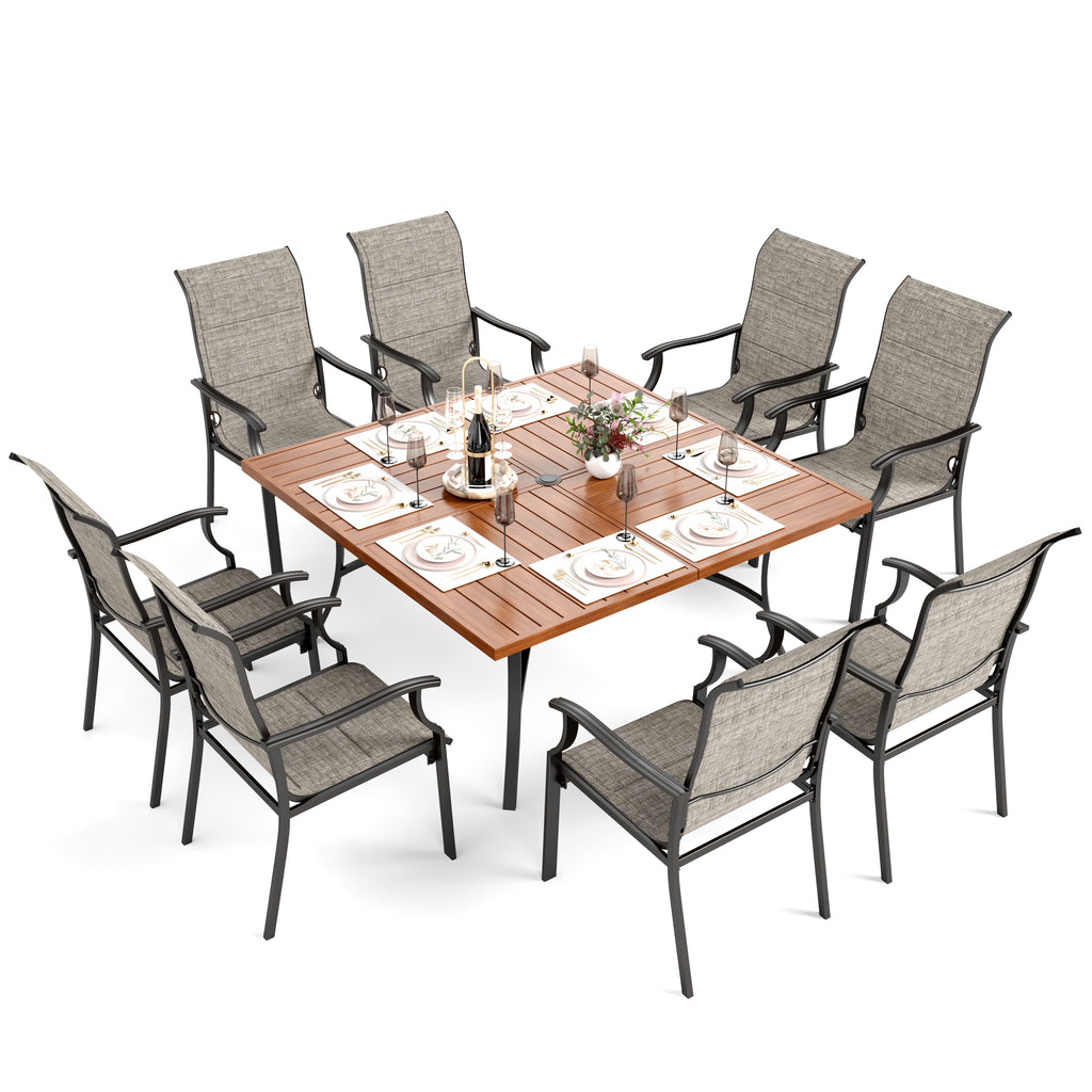 8-Seat Patio Dining Set with Wood-like Table for Family Reunion PHI VI