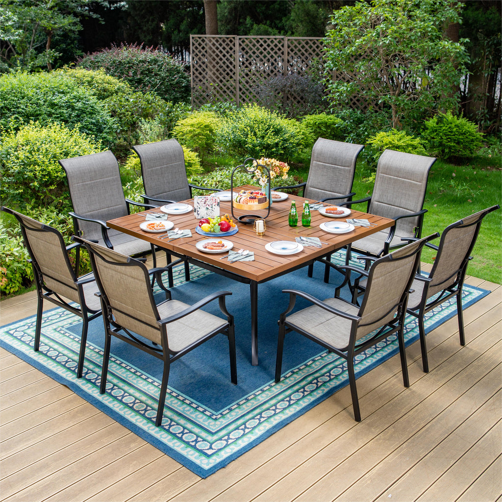 8-Seat Patio Dining Set with Wood-like Table for Family Reunion PHI VI