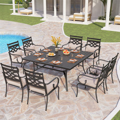 Vine 9-Pcs Patio Dining Set with Enlarged Square Table and  for Yard