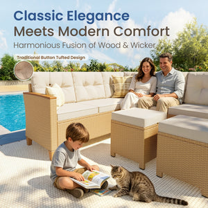 8-Seat Patio Modular Sofa Set with Lift Top Table