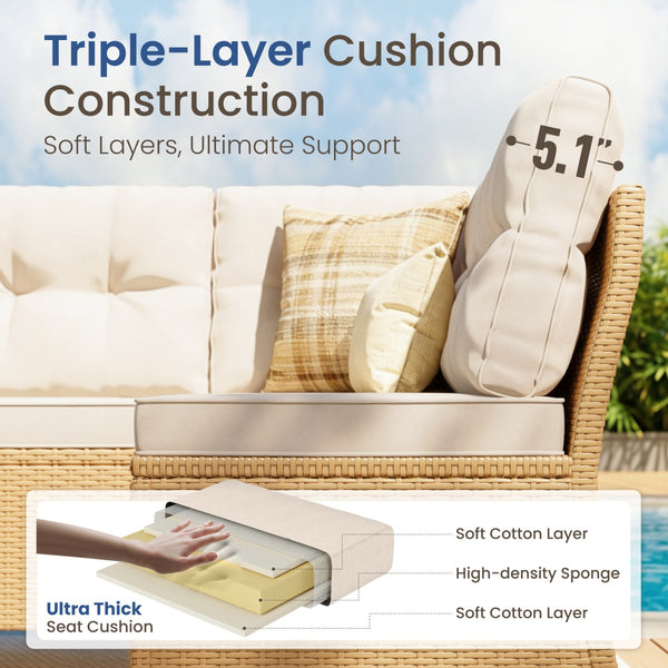 8-Seat Patio Modular Sofa Set with Lift Top Table