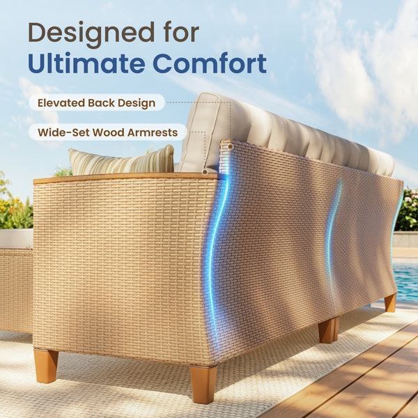 8-Seat Patio Modular Sofa Set with Lift Top Table