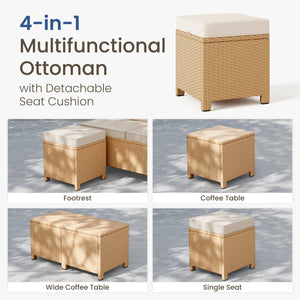 8-Seat Patio Modular Sofa Set with Lift Top Table