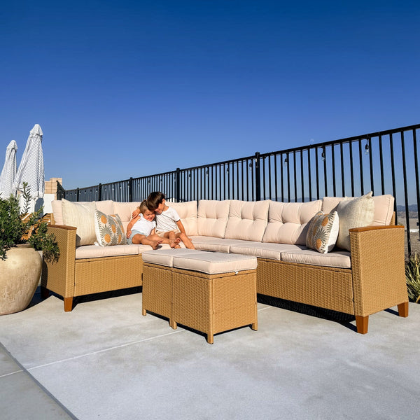 Laguna 8-Seat Patio Modular Sofa Set with Lift Top Table