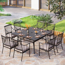 9-Pcs Patio Dining Set with 60" Square Table and Fashionable Steel Chairs