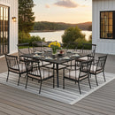 9-Pcs Patio Dining Set with 60" Square Table and Fashionable Steel Chairs