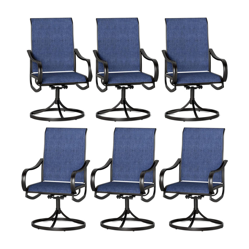 Patio Swivel Dining Chair with Black Frame for Porch,Deck,Backyard, PHI VILLA