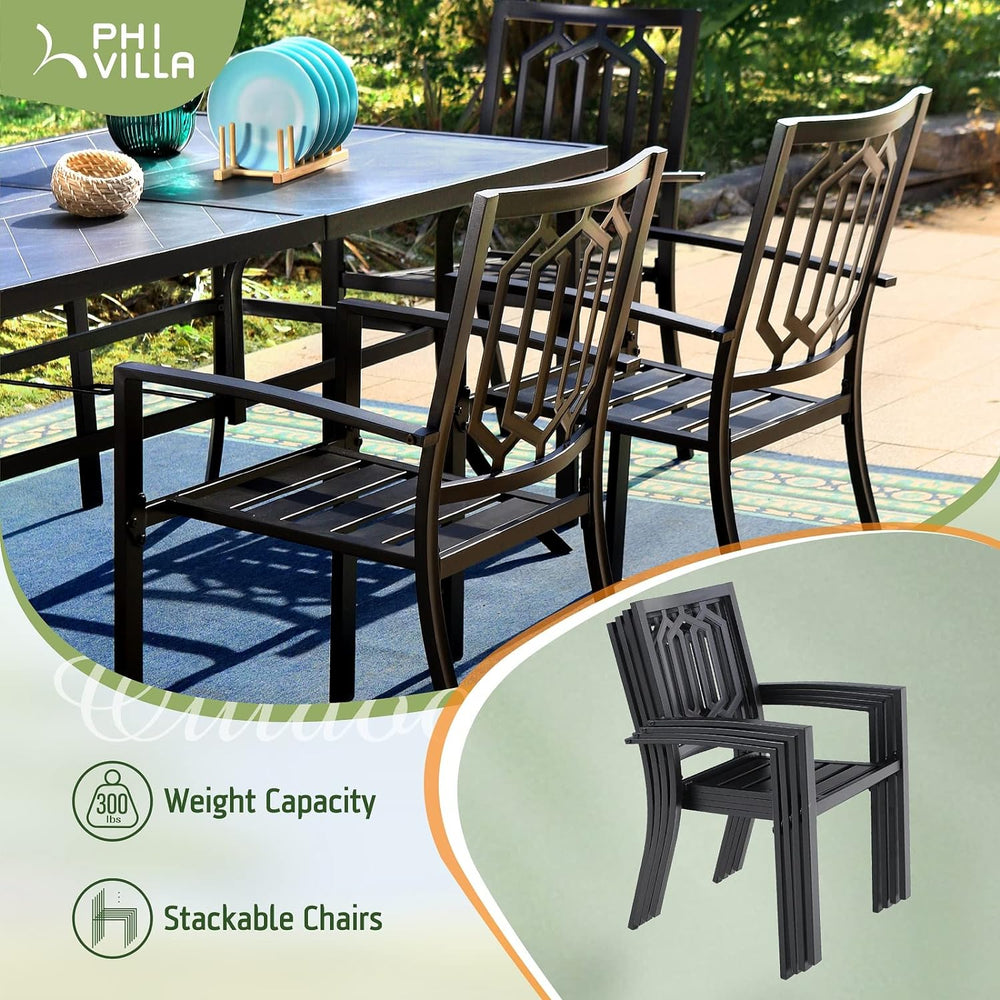 7-Piece Stackable Patio Dining Set for Balcony, Deck PHI VILLA