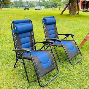 PHI VILLA Set of 2 Padded Zero Gravity Lounge Chair Folding Patio Recliner