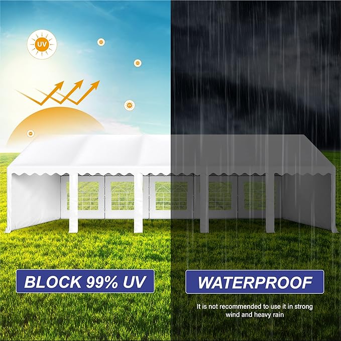 Phi Villa Heavy Duty Party Tent Wedding Event Shelter with Removable Sidewalls