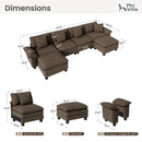 Chenille Living Room Sofa Couch Cloud-like Modular Sectional with Ottoman