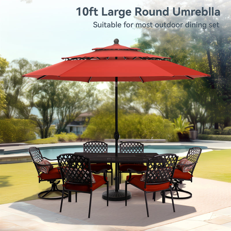 PHI VILLA 10ft 3 Tier Auto-tilt Patio Umbrella Outdoor Double Vented Umbrella