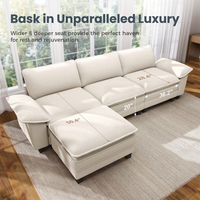 Phi Villa Large Living Room Modular Sectional Couch Chenille with Ottoman