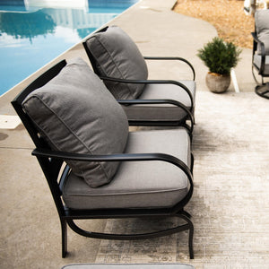 9-Seater Patio Metal Wave Sofa Sets With Fire Pit Table