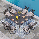 9-Pcs Patio Dining Set with 60" Large Square Table and  for Yard PHI VILLA