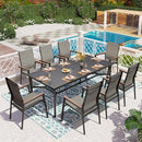 Phi Villa 9-Piece Patio Dining Set with 8 Stackable Textilene Chairs