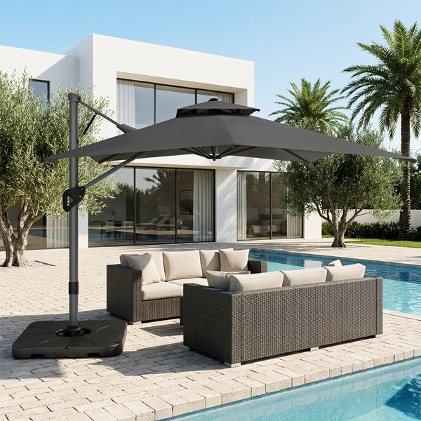 9X12ft Hydraulic Cantilever Patio Umbrellas in 4 Colors