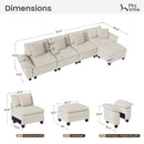 Chenille Living Room Sofa Couch Cloud-like Modular Sectional with Ottoman