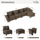 Chenille Living Room Sofa Couch Cloud-like Modular Sectional with Ottoman