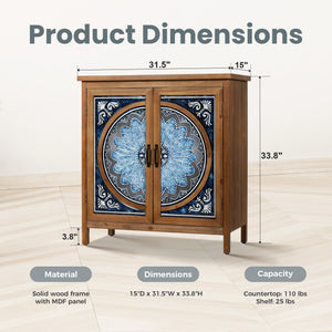 2-Door Retro Carved Accent Cabinet