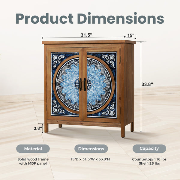 2-Door Retro Carved Accent Cabinet