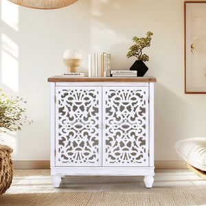 Accent Storage Cabinet with Decorative Carved