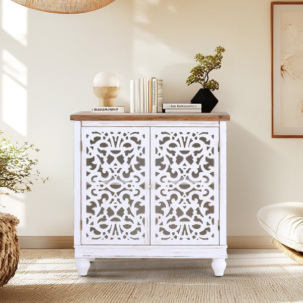 Accent Storage Cabinet with Decorative Carved