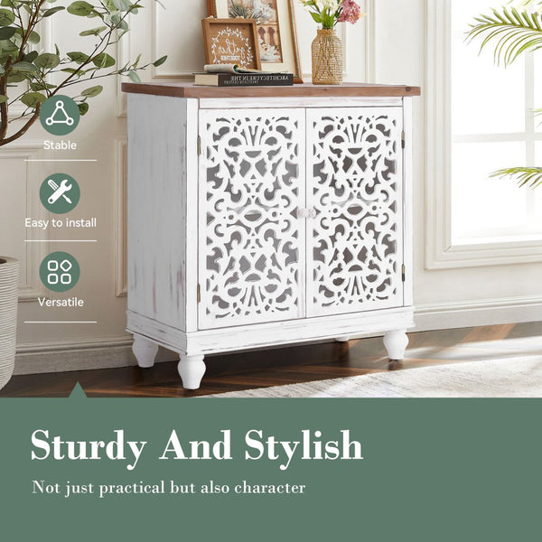 Accent Storage Cabinet with Decorative Carved