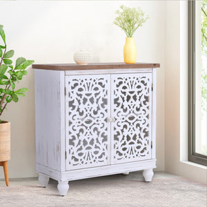 Accent Storage Cabinet with Decorative Carved