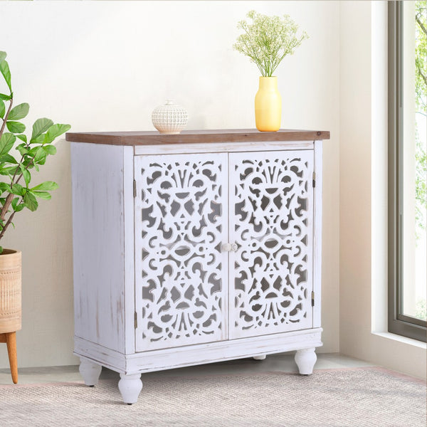 Accent Storage Cabinet with Decorative Carved