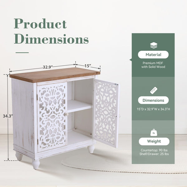 Accent Storage Cabinet with Decorative Carved
