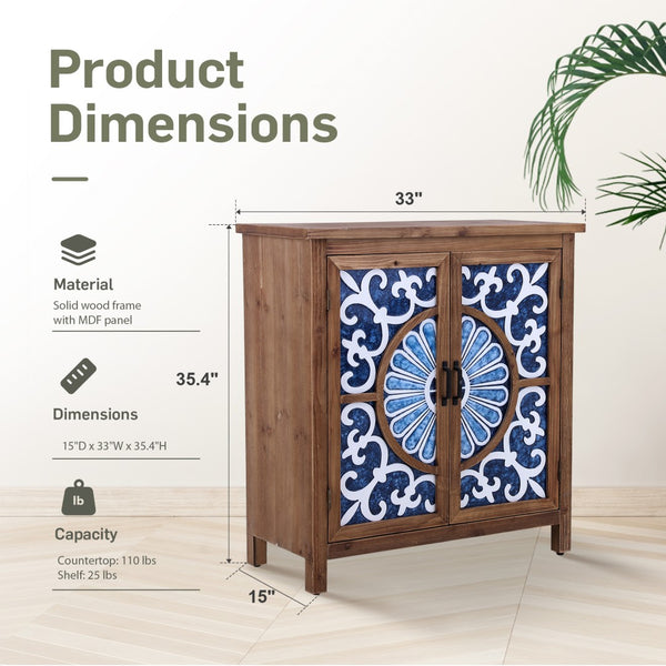 2-Door Retro Carved Accent Cabinet